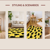Ultra Soft Area Rug, Non Slip, Stain Resistant, Washable Area Rugs for Living Room, Bedroom, Contemporary Black Cat Aesthetic(Yellow)