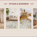Ultra Soft Area Rug, Non Slip, Stain Resistant, Washable Area Rugs for Living Room, Bedroom, Elegant Oversized Floral Geometry(Beige)