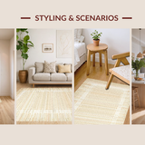 Ultra Soft Area Rug, Non Slip, Stain Resistant, Washable Area Rugs for Living Room, Bedroom, Rustic Geometric Neutral Palette(Beige)
