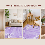 Ultra Soft Area Rug, Non Slip, Stain Resistant, Washable Area Rugs for Living Room, Bedroom, Chic Abstract Purple Plush Decor(Purple)