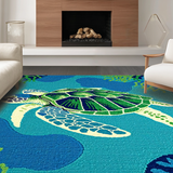 Ultra Soft Area Rug, Non Slip, Stain Resistant, Washable Area Rugs for Living Room, Bedroom, Whimsical Beachy Animal Design(Blue)