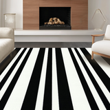 Ultra Soft Area Rug, Non Slip, Stain Resistant, Washable Area Rugs for Living Room, Bedroom, Chic Modern Linear Pattern Design(Black)