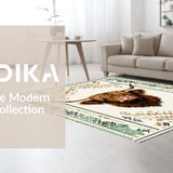 Ultra Soft Area Rug, Non Slip, Stain Resistant, Washable Area Rugs for Living Room, Bedroom, Warm Toned Festive Motif(Brown)
