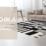Ultra Soft Area Rug, Non Slip, Stain Resistant, Washable Area Rugs for Living Room, Bedroom, Art Deco Revival: Black and White Stripe Woven Floor Carpet(Black)