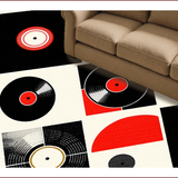 Ultra Soft Area Rug, Non Slip, Stain Resistant, Washable Area Rugs for Living Room, Bedroom, Striking Monochrome Record Design(Black)