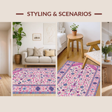 Ultra Soft Area Rug, Non Slip, Stain Resistant, Washable Area Rugs for Living Room, Bedroom, Lively Multicolor Organic Shapes(Pink)