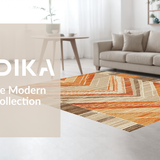Ultra Soft Area Rug, Non Slip, Stain Resistant, Washable Area Rugs for Living Room, Bedroom, Elegant Modern Abstract Pattern(Orange)