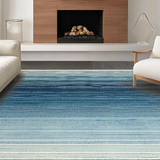 Ultra Soft Area Rug, Non Slip, Stain Resistant, Washable Area Rugs for Living Room, Bedroom, Soft Striped Area Rug: Contemporary Ombre Carpet(Blue)