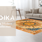 Ultra Soft Area Rug, Non Slip, Stain Resistant, Washable Area Rugs for Living Room, Bedroom, Dynamic Bright Sunray Illustration(Orange)
