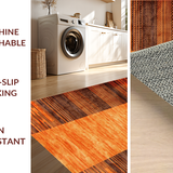 Ultra Soft Area Rug, Non Slip, Stain Resistant, Washable Area Rugs for Living Room, Bedroom, Eclectic Rustic Nature Pattern(Orange)
