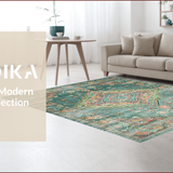 Ultra Soft Area Rug, Non Slip, Stain Resistant, Washable Area Rugs for Living Room, Bedroom, Vintage Distressed Earthy Hues(Blue)