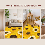 Ultra Soft Area Rug, Non Slip, Stain Resistant, Washable Area Rugs for Living Room, Bedroom, Rustic Sunflower Vintage Charm(Yellow)