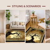 Ultra Soft Area Rug, Non Slip, Stain Resistant, Washable Area Rugs for Living Room, Bedroom, Elegant Low Pile Botanical Touch(Gold)