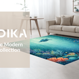 Ultra Soft Area Rug, Non Slip, Stain Resistant, Washable Area Rugs for Living Room, Bedroom, Underwater Paradise Aquatic Turtle Carpet With Vibrant Coral Reef Design(Blue)