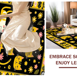 Ultra Soft Area Rug, Non Slip, Stain Resistant, Washable Area Rugs for Living Room, Bedroom, Serene Cozy Cat-Inspired Decoration(Black)