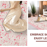 Ultra Soft Area Rug, Non Slip, Stain Resistant, Washable Area Rugs for Living Room, Bedroom, Blush Bow and Cherry Accent Rug Pattern(Pink)