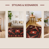 Ultra Soft Area Rug, Non Slip, Stain Resistant, Washable Area Rugs for Living Room, Bedroom, Primitive Dark Toned Geometric(Red)