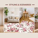 Ultra Soft Area Rug, Non Slip, Stain Resistant, Washable Area Rugs for Living Room, Bedroom, Whimsical Country Style Pattern(Ivory)