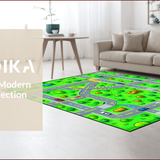 Ultra Soft Area Rug, Non Slip, Stain Resistant, Washable Area Rugs for Living Room, Bedroom, Interactive Roadway Exploration Theme(Green)