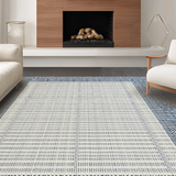 Ultra Soft Area Rug, Non Slip, Stain Resistant, Washable Area Rugs for Living Room, Bedroom, Contemporary Round Blue Tones Design(Blue)
