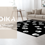 Ultra Soft Area Rug, Non Slip, Stain Resistant, Washable Area Rugs for Living Room, Bedroom, Whimsical Monochrome Skull Motif(Black)