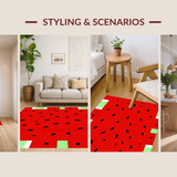 Ultra Soft Area Rug, Non Slip, Stain Resistant, Washable Area Rugs for Living Room, Bedroom, Playful Fruit-Inspired Aesthetic(Red)