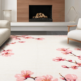 Ultra Soft Area Rug, Non Slip, Stain Resistant, Washable Area Rugs for Living Room, Bedroom, Delicate Rustic Blossom Motif(Pink)