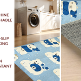 Ultra Soft Area Rug, Non Slip, Stain Resistant, Washable Area Rugs for Living Room, Bedroom, Charming Cartoon Bear Aesthetic(Blue)