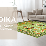 Ultra Soft Area Rug, Non Slip, Stain Resistant, Washable Area Rugs for Living Room, Bedroom, Vintage Floral Butterfly Aesthetic(Green)