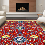 Ultra Soft Area Rug, Non Slip, Stain Resistant, Washable Area Rugs for Living Room, Bedroom, Colorful Coastal Medallion Arrangement(Red)