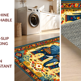 Ultra Soft Area Rug, Non Slip, Stain Resistant, Washable Area Rugs for Living Room, Bedroom, Artful Symmetrical Trellis Layout(Gold)