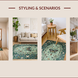 Ultra Soft Area Rug, Non Slip, Stain Resistant, Washable Area Rugs for Living Room, Bedroom, Distinctive Forest Green Insect Motif(Green)