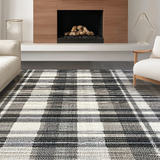 Ultra Soft Area Rug, Non Slip, Stain Resistant, Washable Area Rugs for Living Room, Bedroom, Contemporary Minimalist Rug Featuring Crisp Black And White Parallel Stripes(Gray)