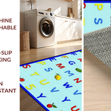 Ultra Soft Area Rug, Non Slip, Stain Resistant, Washable Area Rugs for Living Room, Bedroom, Bright Animal-Themed Alphabet Style(Blue)