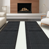 Ultra Soft Area Rug, Non Slip, Stain Resistant, Washable Area Rugs for Living Room, Bedroom, Minimalist Dual-Tone Design Piece(Black)