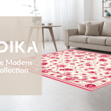 Ultra Soft Area Rug, Non Slip, Stain Resistant, Washable Area Rugs for Living Room, Bedroom, Vibrant Tropical Bloom Design(White)