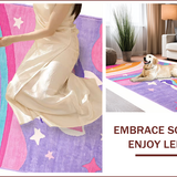 Ultra Soft Area Rug, Non Slip, Stain Resistant, Washable Area Rugs for Living Room, Bedroom, Vibrant Kawaii Rainbow Fantasy(Purple)