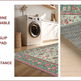 Ultra Soft Area Rug, Non Slip, Stain Resistant, Washable Area Rugs for Living Room, Bedroom, Rustic Floral Geometric Arrangement(Green)