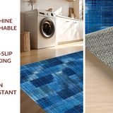 Ultra Soft Area Rug, Non Slip, Stain Resistant, Washable Area Rugs for Living Room, Bedroom, Elegant Bow Inspired Rug with Interlaced Blue Stripes and Soft Contoured Shapes(Blue)