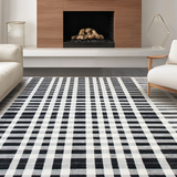 Ultra Soft Area Rug, Non Slip, Stain Resistant, Washable Area Rugs for Living Room, Bedroom, Modernist Dual-Shade Floor Covering with Geometric Striped Pattern(Black)