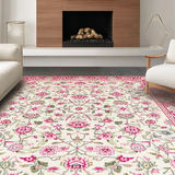 Ultra Soft Area Rug, Non Slip, Stain Resistant, Washable Area Rugs for Living Room, Bedroom, Vibrant Garden Bloom Aesthetic(White)