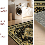 Ultra Soft Area Rug, Non Slip, Stain Resistant, Washable Area Rugs for Living Room, Bedroom, Rustic Textured Tiled Arrangement(Black)