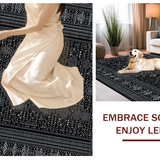 Ultra Soft Area Rug, Non Slip, Stain Resistant, Washable Area Rugs for Living Room, Bedroom, Rustic Minimalist Tiled Aesthetic(Black)