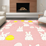 Ultra Soft Area Rug, Non Slip, Stain Resistant, Washable Area Rugs for Living Room, Bedroom, Elegant Greenery and Egg Design(Pink)