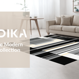 Ultra Soft Area Rug, Non Slip, Stain Resistant, Washable Area Rugs for Living Room, Bedroom, Elegant Black and Bone Stripe(Gray)