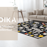 Ultra Soft Area Rug, Non Slip, Stain Resistant, Washable Area Rugs for Living Room, Bedroom, Stylish Graphic Dice Arrangement(Black)