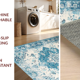 Ultra Soft Area Rug, Non Slip, Stain Resistant, Washable Area Rugs for Living Room, Bedroom, Luxurious Teal Trellis Aesthetic(Blue)