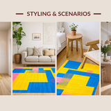 Ultra Soft Area Rug, Non Slip, Stain Resistant, Washable Area Rugs for Living Room, Bedroom, Elegant Colorful Wave Arrangement(Yellow)
