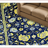 Ultra Soft Area Rug, Non Slip, Stain Resistant, Washable Area Rugs for Living Room, Bedroom, Vintage Floral Damask Elegance(Blue)