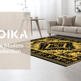 Ultra Soft Area Rug, Non Slip, Stain Resistant, Washable Area Rugs for Living Room, Bedroom, Bold Black and Gold Textures(Gold)